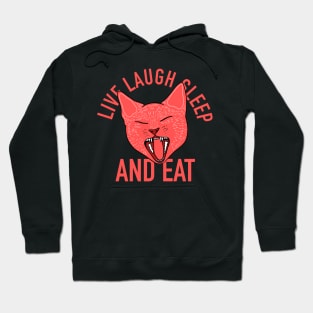 Cute Cat Yawning - Live Laugh Sleep - Aesthetic Tumblr Meow Kitty Hoodie